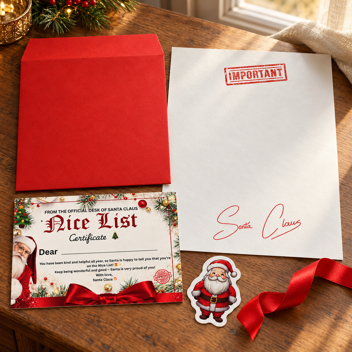 EverSealed stationery set with full cotton writing paper on a styled wooden desk; background props not included