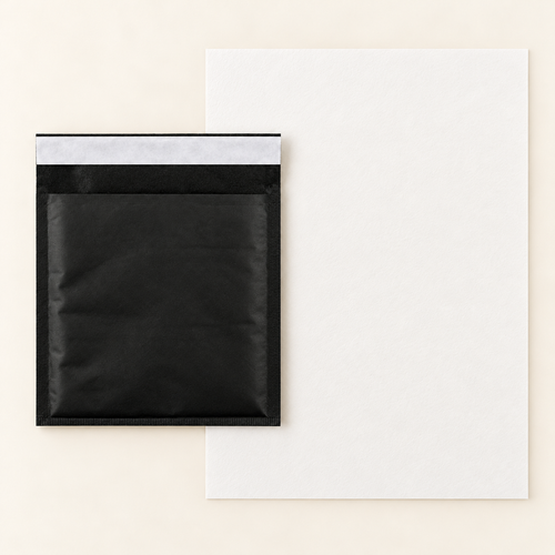 EverSealed black-padded-envelope with full unfolded cotton writing paper