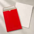Red Rigid Board Writing Set with one sheet of Original Crown Mill Pure Cotton writing paper.