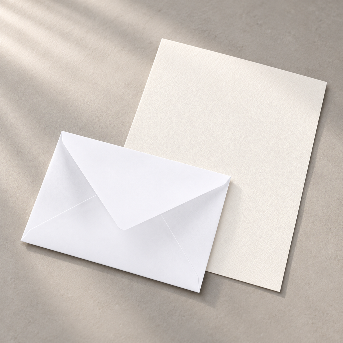 White C6 envelope with one sheet of Original Crown Mill Pure Cotton writing paper.