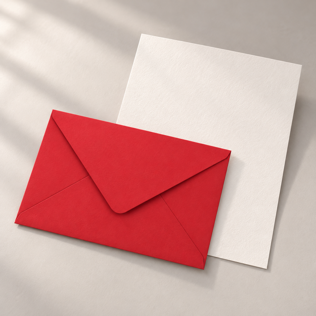 Cherry Red C5 envelope with one sheet of Original Crown Mill Pure Cotton writing paper.