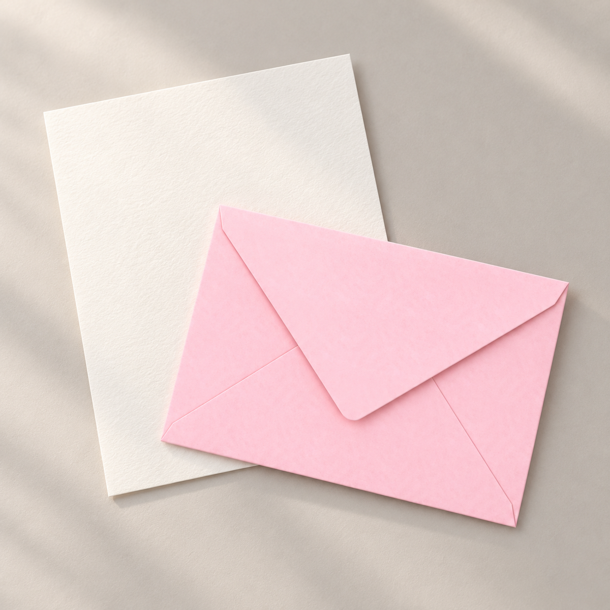 Pale Pink C6 envelope with one sheet of Original Crown Mill Pure Cotton writing paper.